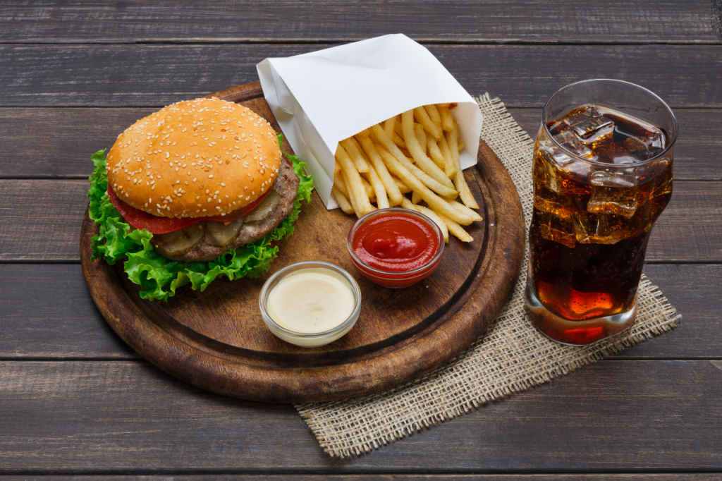 Burger With Fries and Drink
